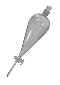 Separating funnel pear PTFE stopcock 125mL, 19/26 neck